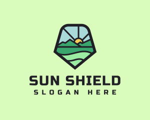 Shield Sun Landscape logo design