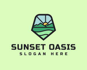 Shield Sun Landscape logo design