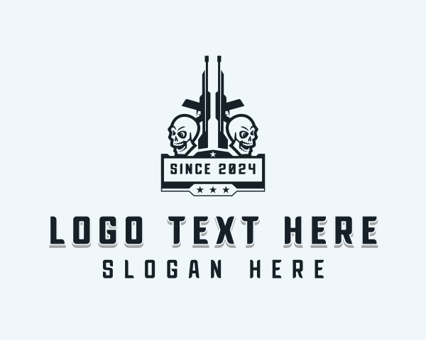 Army - Skull Army Rifle logo design