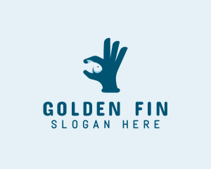 Goldfish - Hand Fish Aquarium logo design