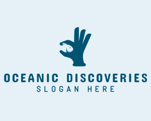 Marine Biologist - Hand Fish Aquarium logo design