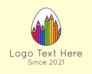 Kindergarten - Coloring Pencil Egg logo design