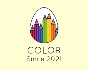 Coloring Pencil Egg logo design