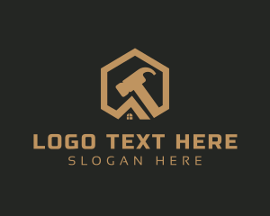 Home Service - Hexagon Roof Hammer logo design