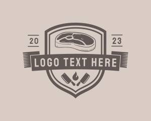 Barbeque - Meat Butcher Badge logo design