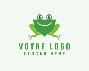 Preschool - Happy Frog Shield logo design