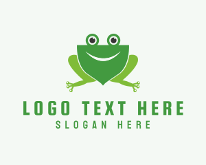 Cartoon - Happy Frog Shield logo design