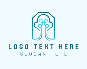 Teal - Human Brain Knot logo design