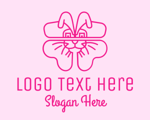 Easter - Pink Bunny Clover logo design