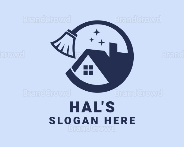 House Broom Cleaner Logo