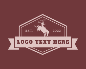 Horse Shoe - Western Cowboy Banner logo design