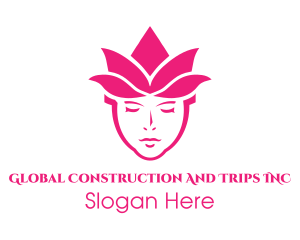 Floral - Pink Tulip Woman logo design