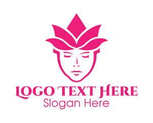 Meditation - Pink Tulip Woman logo design