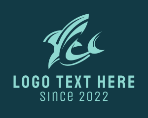 Powerful - Shark Aquarium Seafood logo design