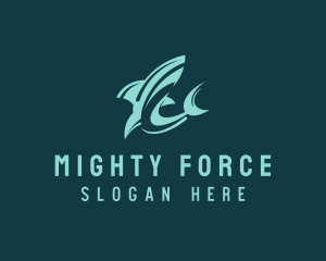 Powerful - Shark Aquarium Seafood logo design