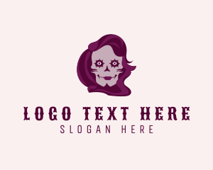 Metal Music - Scary Skull Halloween logo design