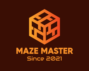 Gradient Maze Cube logo design