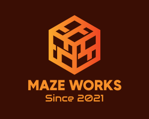 Gradient Maze Cube logo design