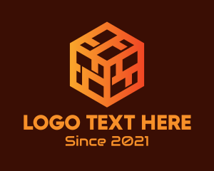 Gradient Maze Cube Logo