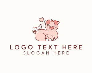 Cute Piglet Bird Logo