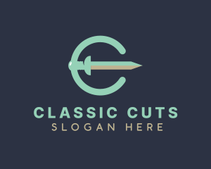 Sword Cut Letter C logo design