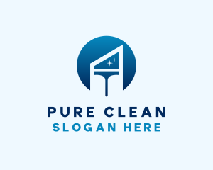 Shiny Squeegee Cleaning Tool logo design