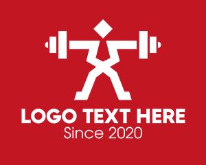 White - Fitness Gym Weightlifter logo design