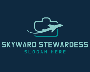 Stewardess - Airplane Travel Luggage Flight logo design