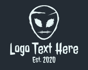Grey - Scary Alien Head logo design