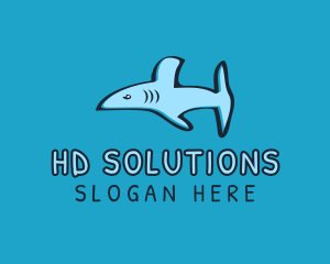 Blue Shark Letter H logo design