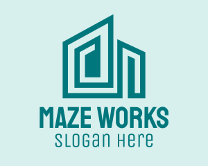 Geometric Building Maze  logo design