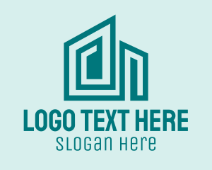 Property Builder - Geometric Building Maze logo design