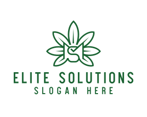 Green Leaf - Cannabis Letter MS logo design