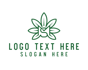 Green Leaf - Cannabis Letter MS logo design