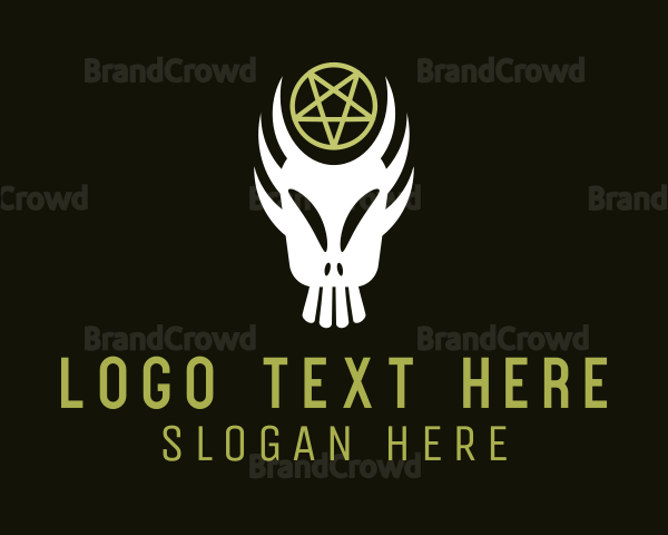 Scary Zombie Skull Pentagram Logo