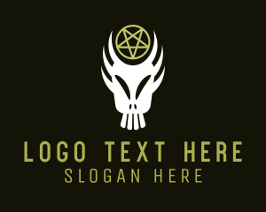 Rock N Roll - Scary Zombie Skull Pentagram logo design