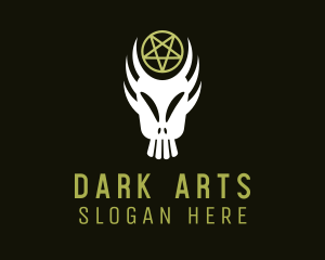 Satanic - Scary Zombie Skull Pentagram logo design