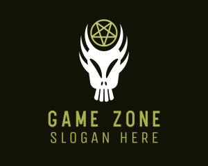 Scary Zombie Skull Pentagram logo design