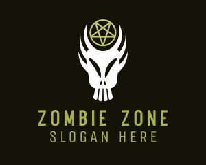 Zombie - Scary Zombie Skull Pentagram logo design