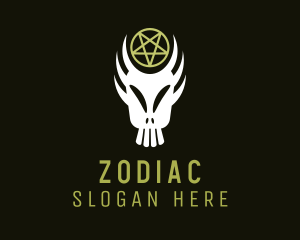Metal Music - Scary Zombie Skull Pentagram logo design