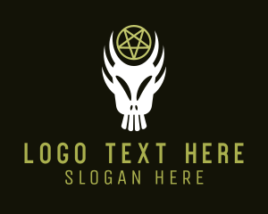 Scary Zombie Skull Pentagram Logo