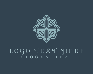 Synagogue - Ornate Royal Religious Cross logo design