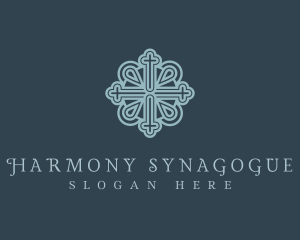 Synagogue - Ornate Royal Religious Cross logo design