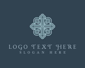 Ornate Royal Religious Cross logo design