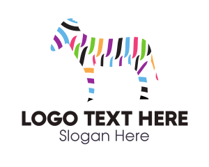 Horse - Colorful Zebra Stripes logo design