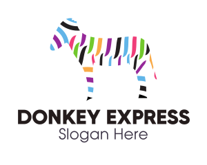 Donkey - Colorful Zebra Stripes logo design