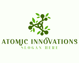 Atom - Leaf Atom Science logo design