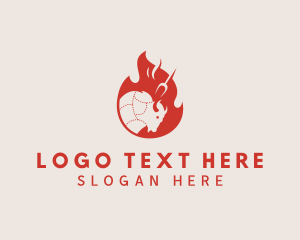 Roasting - Flaming Hot Bull logo design
