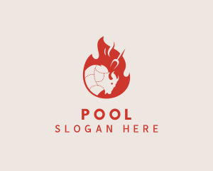 Roast - Flaming Hot Bull logo design