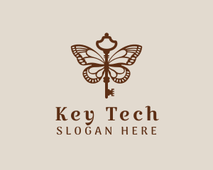 Butterfly Insect Key logo design